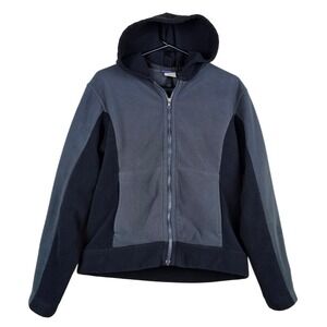 Patagonia Women's Full Zip Fleece Hoodie Gray Black‎ Jacket Activewear Medium